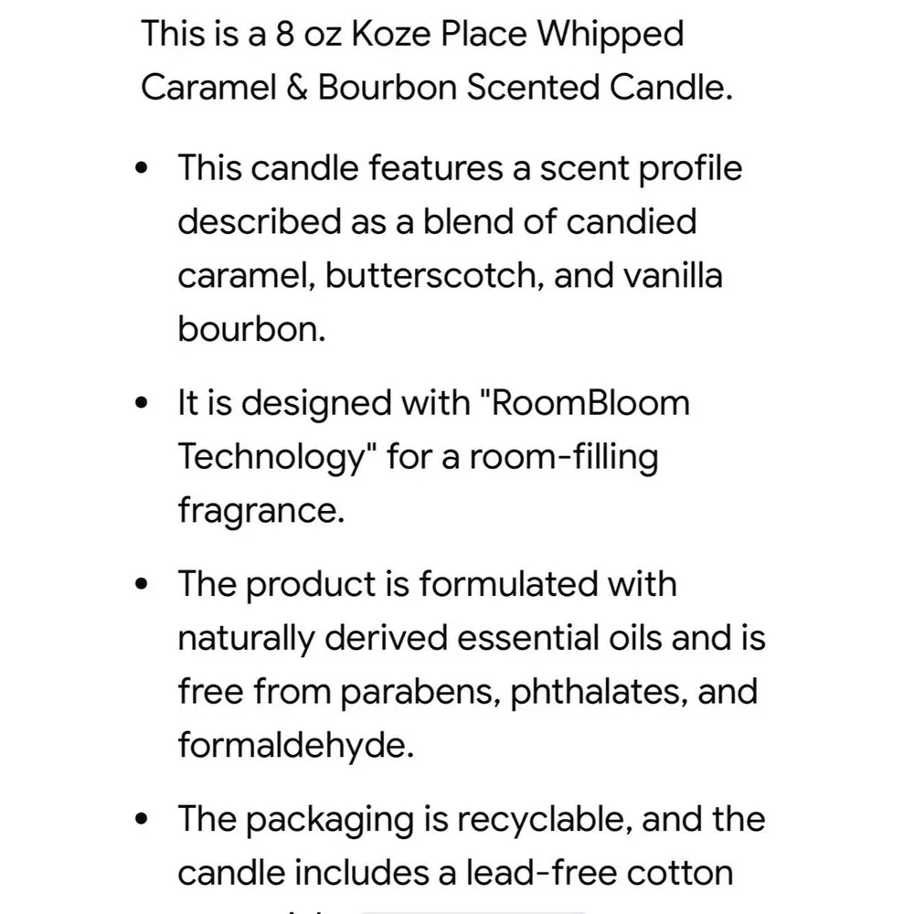 #2123**KOZE PLACE Whipped Caramel & Bourbon Scented Candle - Orange